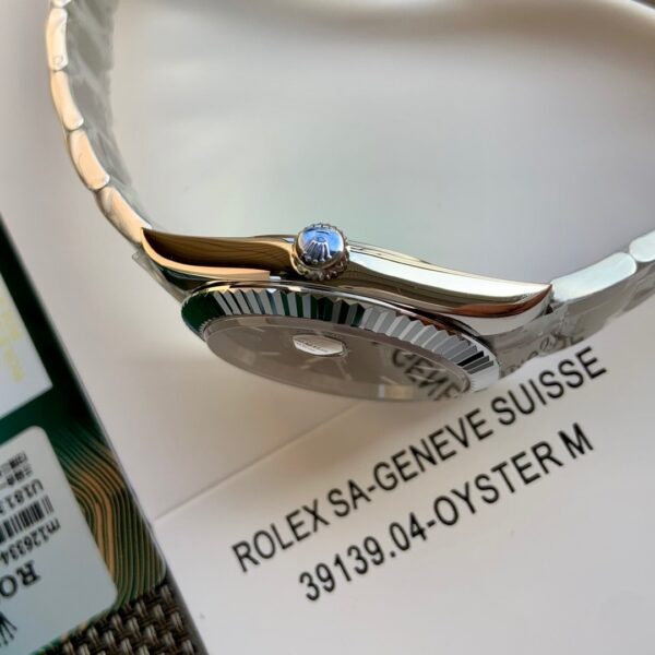 sy_no_42B65B34340BC861847F9FA091107E0C_6 Rolex Dog Tooth Ring Diary Series Automatic Mechanical Movement Grey Dial Oyster Steel Strap