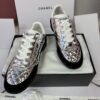 Chanel Silver Metallic Quilted Leather and Black Suede Low-Top Sneaker with CC Logo