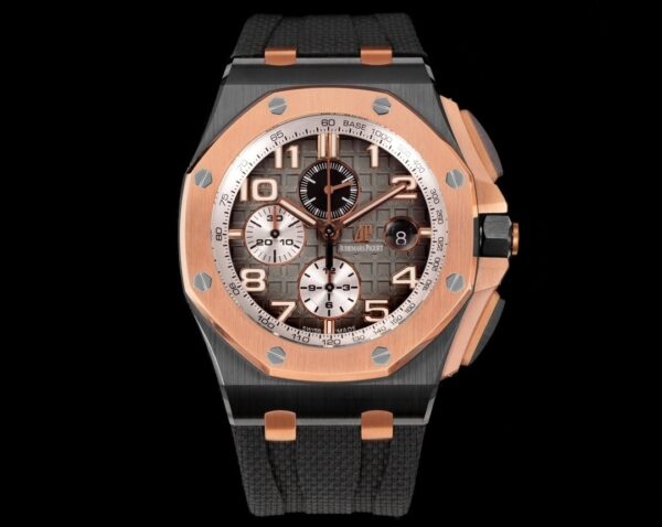 sy_no_44895E884BE27CFC777BE9F567F9AB5F_0 AUDEMARS PIGUET Royal Oak Offshore Series Automatic Mechanical Movement Black Dial 18K Rose Gold Case Rubber Strap