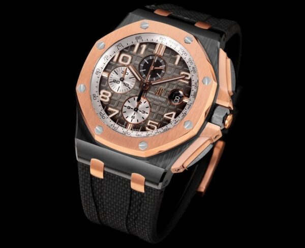 sy_no_44895E884BE27CFC777BE9F567F9AB5F_1 AUDEMARS PIGUET Royal Oak Offshore Series Automatic Mechanical Movement Black Dial 18K Rose Gold Case Rubber Strap