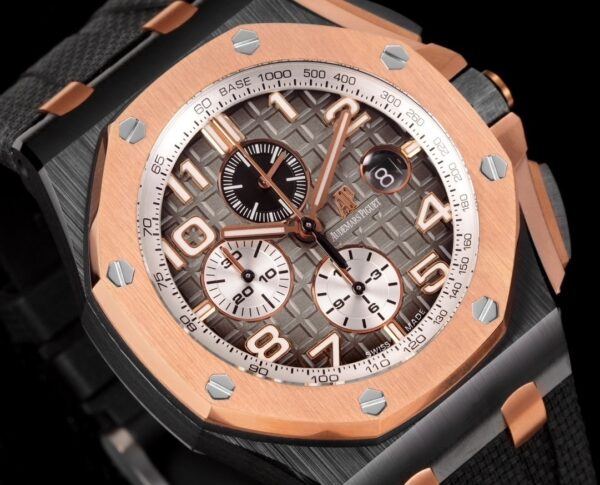 sy_no_44895E884BE27CFC777BE9F567F9AB5F_2 AUDEMARS PIGUET Royal Oak Offshore Series Automatic Mechanical Movement Black Dial 18K Rose Gold Case Rubber Strap