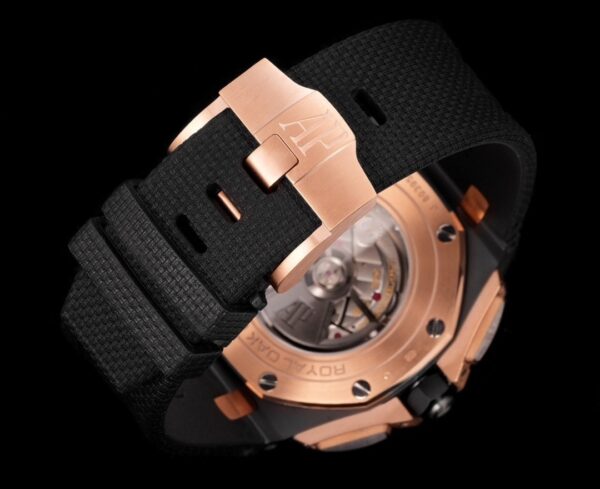 sy_no_44895E884BE27CFC777BE9F567F9AB5F_8 AUDEMARS PIGUET Royal Oak Offshore Series Automatic Mechanical Movement Black Dial 18K Rose Gold Case Rubber Strap