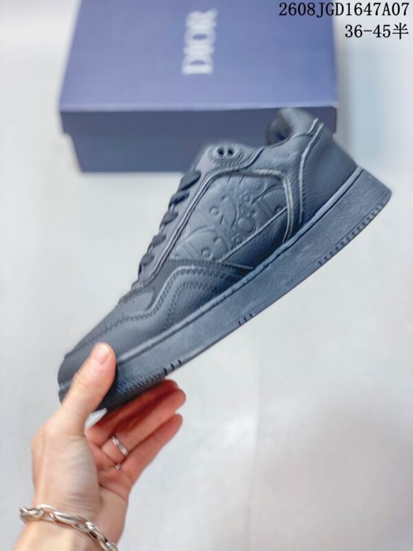 Dior All Black Embossed Leather Low Sneaker