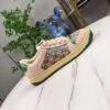 Gucci Screener Sneaker in Beige GG Canvas with Crystal Embellishments & Green/Yellow Accents
