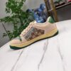 Gucci Screener Sneaker in Beige GG Canvas with Crystal Embellishments & Green/Yellow Accents