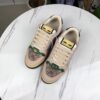Gucci Screener Sneaker in Beige GG Canvas with Crystal Embellishments & Green/Yellow Accents