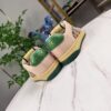 Gucci Screener Sneaker in Beige GG Canvas with Crystal Embellishments & Green/Yellow Accents