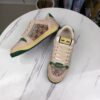 Gucci Screener Sneaker in Beige GG Canvas with Crystal Embellishments & Green/Yellow Accents