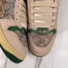 Gucci Screener Sneaker in Beige GG Canvas with Crystal Embellishments & Green/Yellow Accents