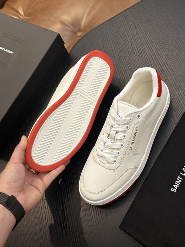 sy_no_454A949E210C73C71DA596BF69C5CD09_8 Saint Laurent White Leather Red Heel Low-Top Sneaker