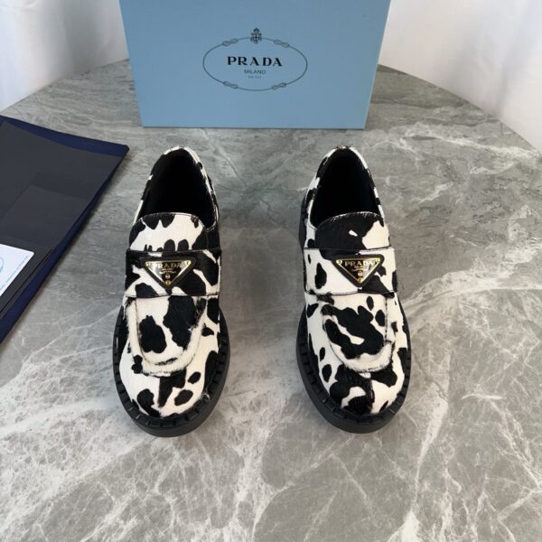 Prada Cow Print Pony Hair Platform Loafer