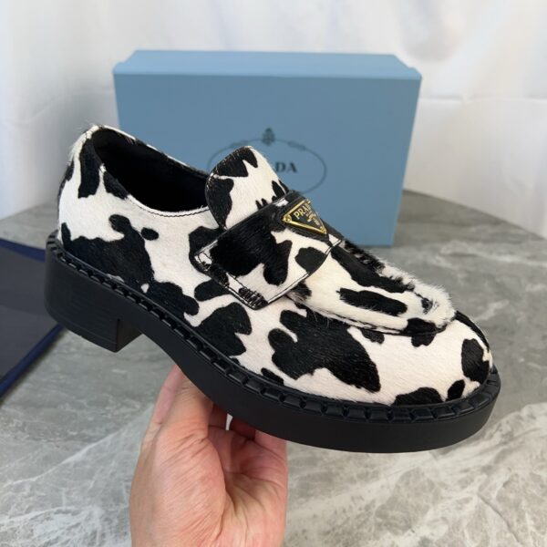 Prada Cow Print Pony Hair Platform Loafer