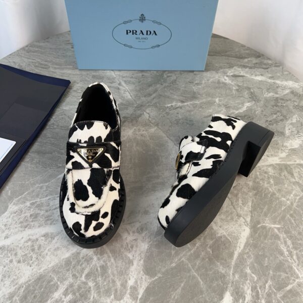 Prada Cow Print Pony Hair Platform Loafer