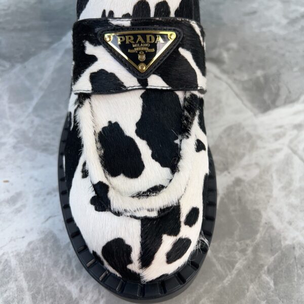 Prada Cow Print Pony Hair Platform Loafer