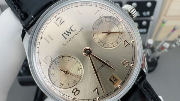 IWC Portugal series automatic mechanical movement beige dial stainless steel case crocodile leather strap