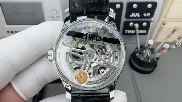 IWC Portugal series automatic mechanical movement beige dial stainless steel case crocodile leather strap