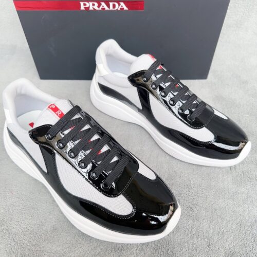 sy_no_47E4E03539A7BDF11DC99A7000CF6F9B_0 Prada America's Cup Black Patent Mesh Sneaker