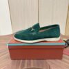 sy_no_484FEC3C0421492CA5520404AF98BF75_6 Loro Piana Dark Green Suede Metal-Buckle Loafers