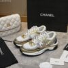 Chanel Gold and Silver Metallic Mesh Low-Top Chunky Sneaker with CC Logo