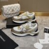 Chanel Gold and Silver Metallic Mesh Low-Top Chunky Sneaker with CC Logo