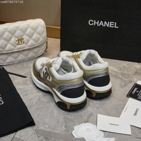 Chanel Gold and Silver Metallic Mesh Low-Top Chunky Sneaker with CC Logo