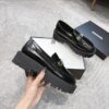 sy_no_4BCFEB4E3C031C369D9B33E00837FEA9_2 Chanel Black Platform Loafer with Gold-Tone Metal Lettering