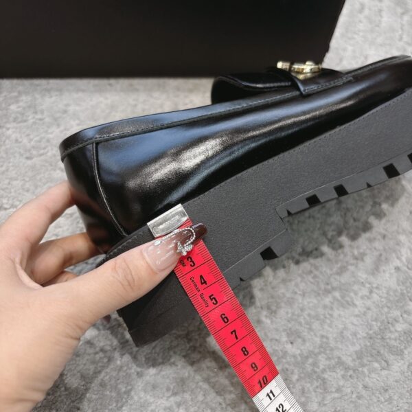 sy_no_4BCFEB4E3C031C369D9B33E00837FEA9_6 Chanel Black Platform Loafer with Gold-Tone Metal Lettering