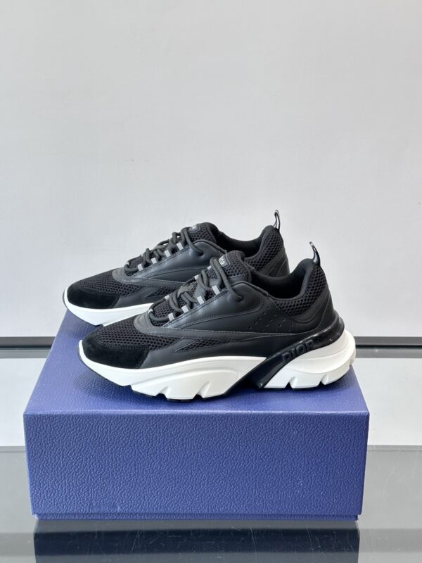 sy_no_4C8A7F91EED4726AE2703737F61DB1D2_2 Dior Black Mesh Leather White Chunky Sole Sneaker