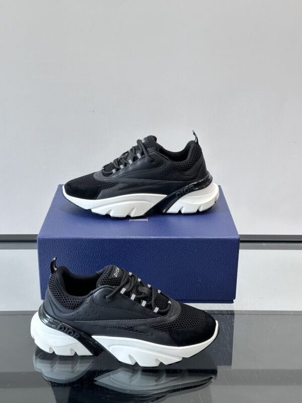 sy_no_4C8A7F91EED4726AE2703737F61DB1D2_3 Dior Black Mesh Leather White Chunky Sole Sneaker