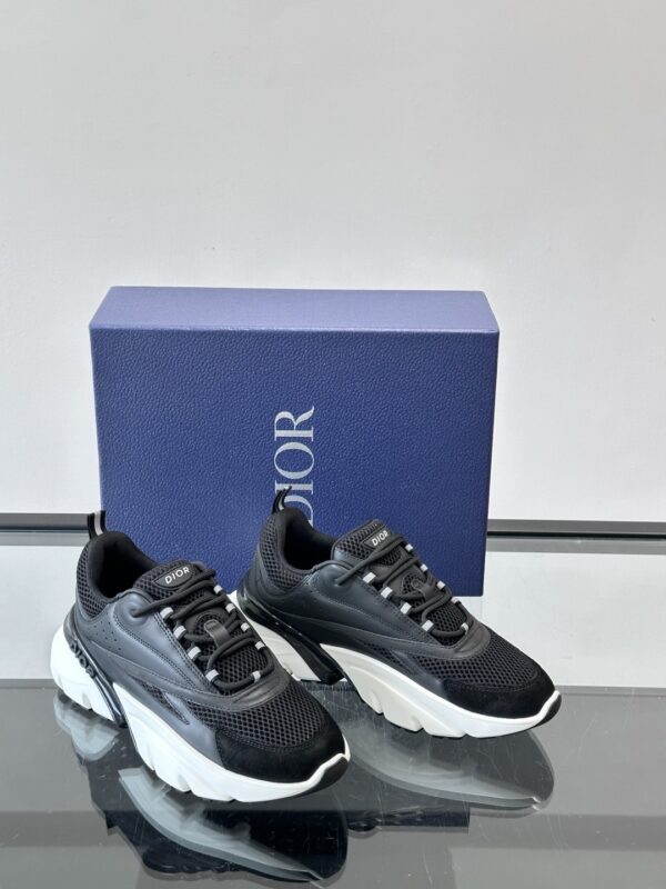 sy_no_4C8A7F91EED4726AE2703737F61DB1D2_4 Dior Black Mesh Leather White Chunky Sole Sneaker