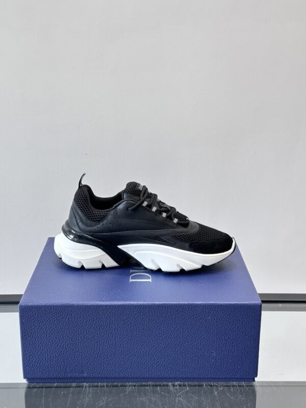 sy_no_4C8A7F91EED4726AE2703737F61DB1D2_7 Dior Black Mesh Leather White Chunky Sole Sneaker