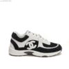Chanel Black and White Monogram Jacquard Low-Top Sneaker with Suede and CC Logo