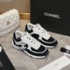 Chanel Black and White Monogram Jacquard Low-Top Sneaker with Suede and CC Logo