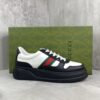 sy_no_4E4060BC495DA41C51BE14EAC1F2CE6B_0 Gucci Chunky Platform Retro Low-Top Sneaker in Black & White with Web Stripe