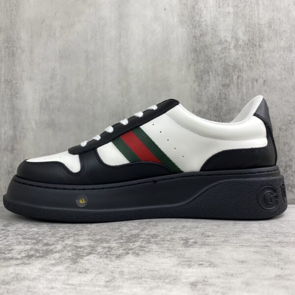 sy_no_4E4060BC495DA41C51BE14EAC1F2CE6B_6 Gucci Chunky Platform Retro Low-Top Sneaker in Black & White with Web Stripe