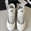 sy_no_4ECFFEC9493623F806A804E19FAFC83C_4 Chanel White Leather and Knit Slip-On Low-Top Sneaker with Speckled Laces and CC Logo