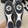 sy_no_4ECFFEC9493623F806A804E19FAFC83C_6 Chanel White Leather and Knit Slip-On Low-Top Sneaker with Speckled Laces and CC Logo