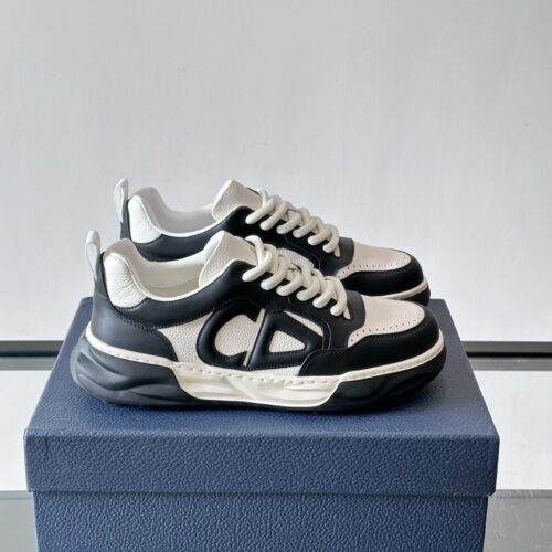 Dior Black and White Leather CD Logo Low-Top Sneaker