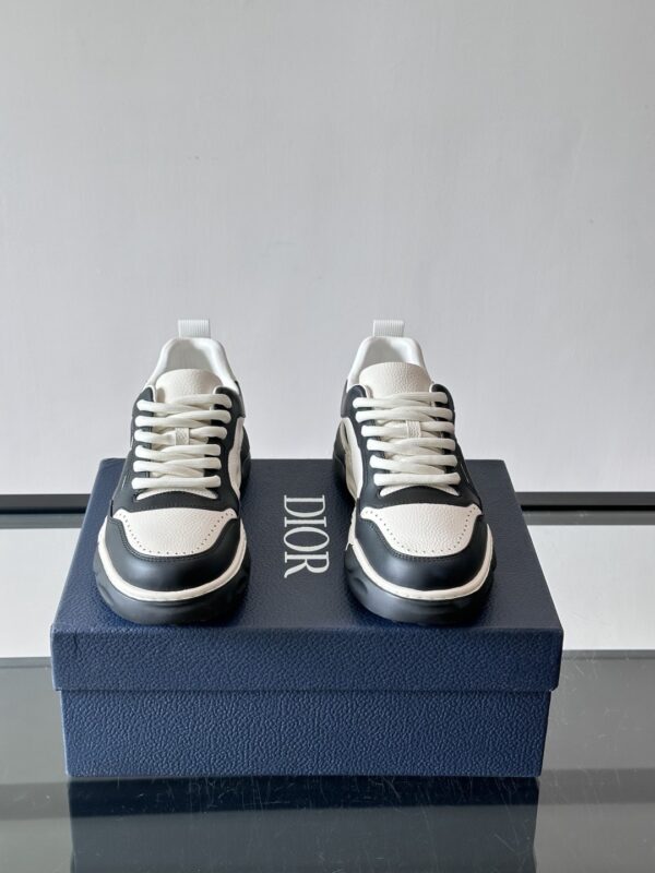 Dior Black and White Leather CD Logo Low-Top Sneaker