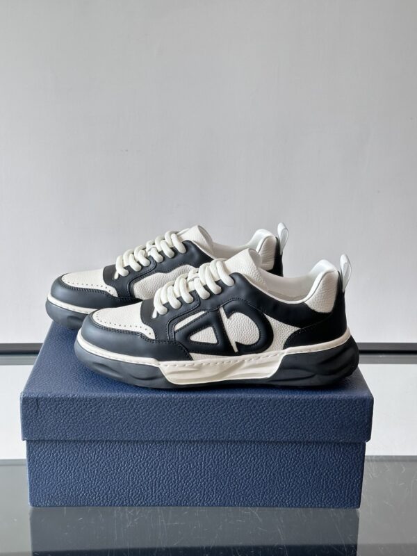 Dior Black and White Leather CD Logo Low-Top Sneaker