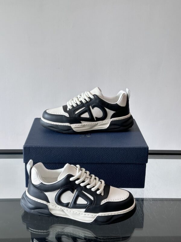 Dior Black and White Leather CD Logo Low-Top Sneaker