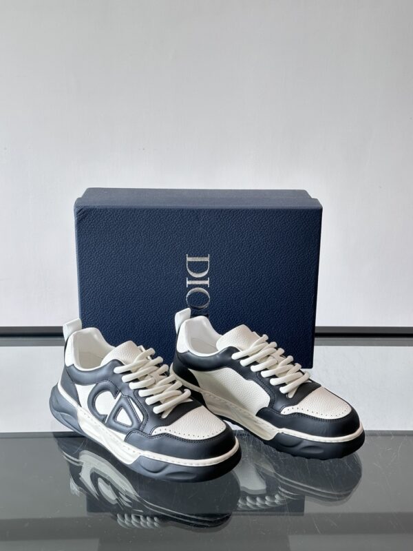 Dior Black and White Leather CD Logo Low-Top Sneaker