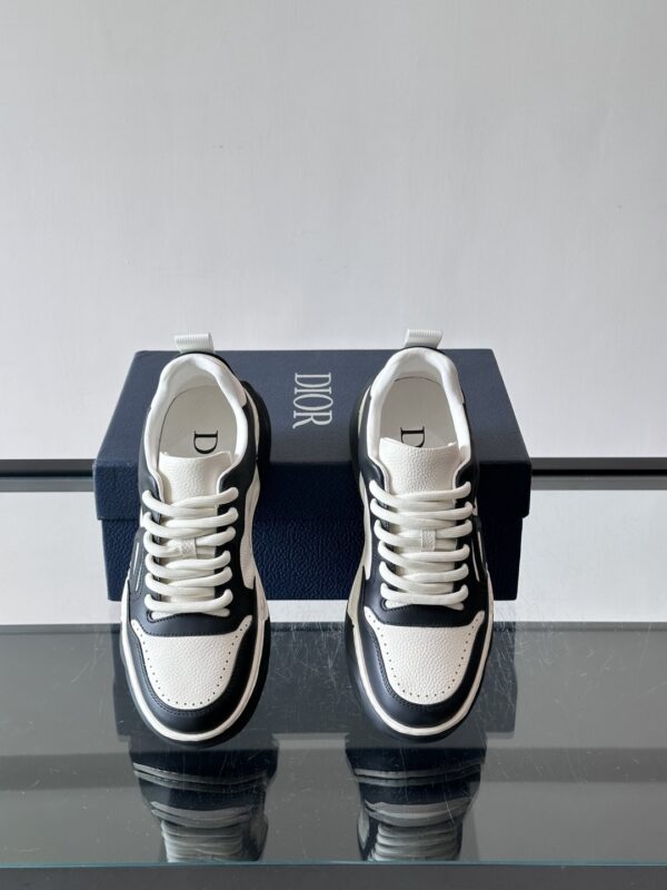 Dior Black and White Leather CD Logo Low-Top Sneaker
