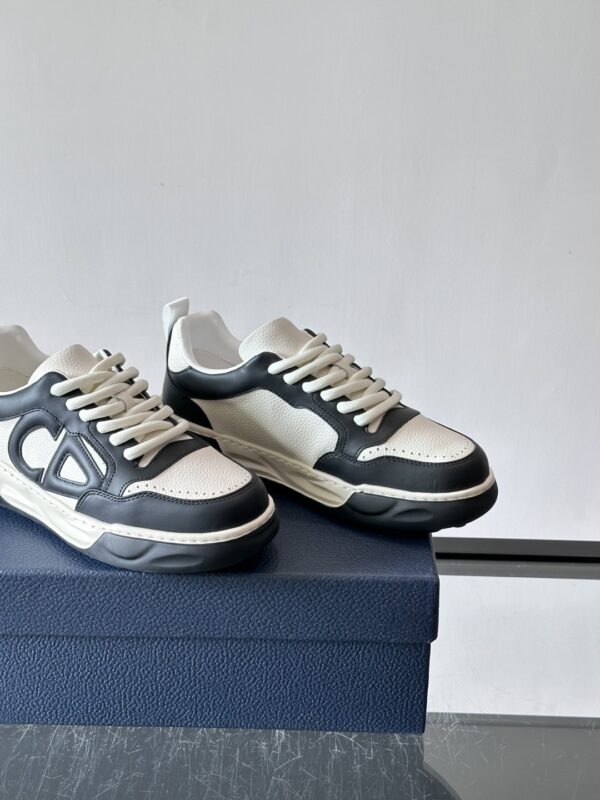 Dior Black and White Leather CD Logo Low-Top Sneaker