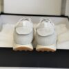 Chanel White and Grey Mesh and Suede Low-Top Sneaker with Black Toe Cap and CC Logo