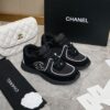sy_no_51199DC8E183362F32B9BBE8E5F38207_0 Chanel Black and White Piping Low-Top Sneaker with Suede and CC Logo