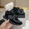 sy_no_51199DC8E183362F32B9BBE8E5F38207_4 Chanel Black and White Piping Low-Top Sneaker with Suede and CC Logo