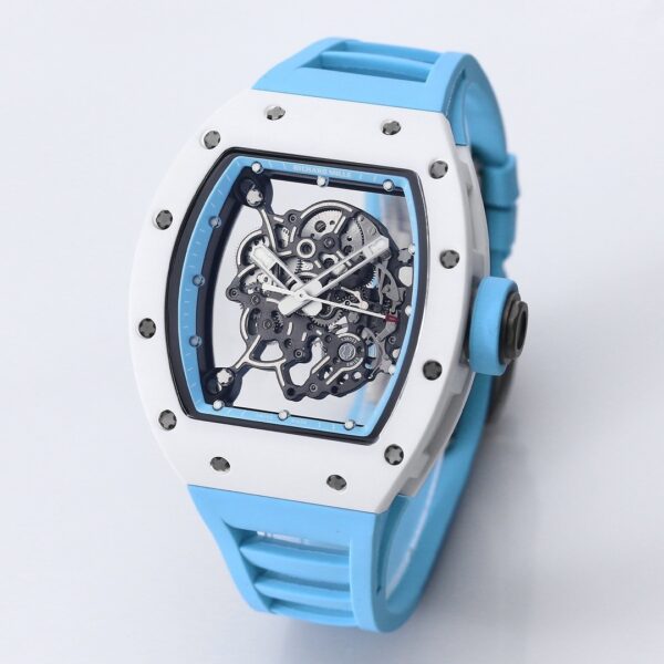 Ceramic 055 Richard Men's Automatic Mechanical Watch Hollow Men's Watch Ultra Thin Luminous Tape Waterproof
