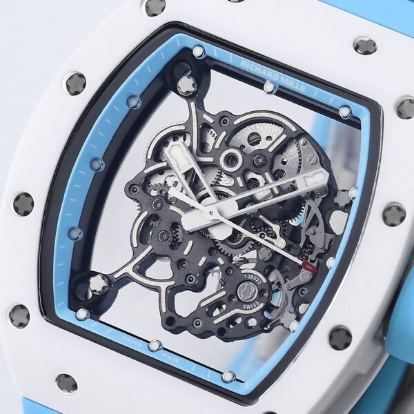 Ceramic 055 Richard Men's Automatic Mechanical Watch Hollow Men's Watch Ultra Thin Luminous Tape Waterproof