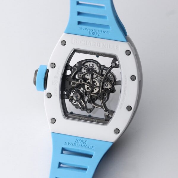 Ceramic 055 Richard Men's Automatic Mechanical Watch Hollow Men's Watch Ultra Thin Luminous Tape Waterproof
